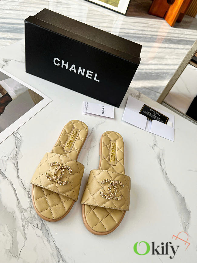 Okify CC Beige Women Slides 29107 - 1