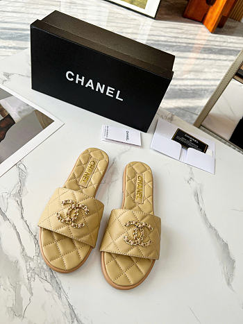 Okify CC Beige Women Slides 29107