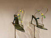 Okify YSL Dark Green High Heels With Mango Charms  - 4
