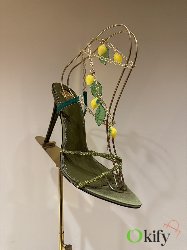 Okify YSL Dark Green High Heels With Mango Charms  - 1