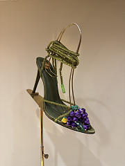 Okify YSL Dark Green High Heels With Grape Charms  - 1