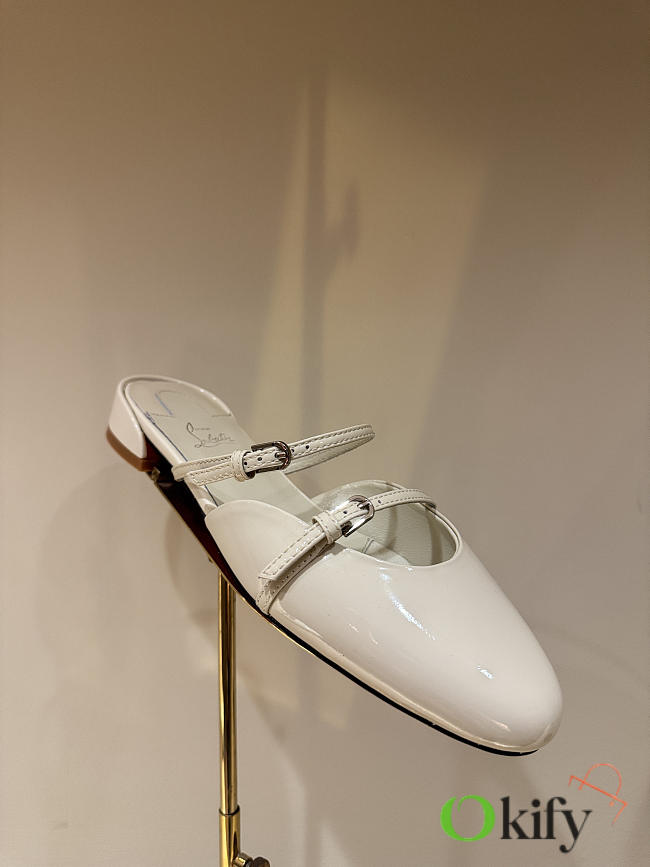 Okify Christian Louboutin Off White Mary Jane Mules - 1