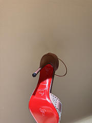 Okify Christian Louboutin Pink Checkered Crystal High Heels With/No Tulle Trim 10cm - 5
