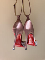 Okify Christian Louboutin Pink Checkered Crystal High Heels With/No Tulle Trim 10cm - 4