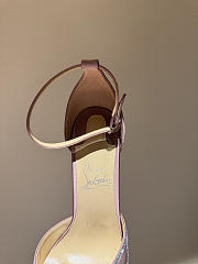 Okify Christian Louboutin Pink Checkered Crystal High Heels With/No Tulle Trim 10cm - 3