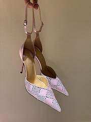 Okify Christian Louboutin Light Pink Checkered Crystal High Heels With/No Tulle Trim 10cm - 1