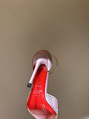 Okify Christian Louboutin Light Pink Checkered Crystal High Heels With/No Tulle Trim 10cm - 6
