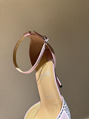 Okify Christian Louboutin Light Pink Checkered Crystal High Heels With/No Tulle Trim 10cm - 4