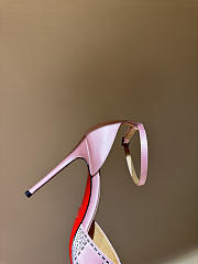 Okify Christian Louboutin Light Pink Checkered Crystal High Heels With/No Tulle Trim 10cm - 2