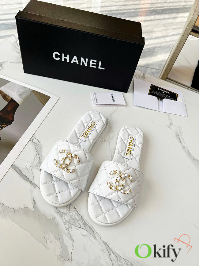 Okify CC White Women Slides 29118 - 1