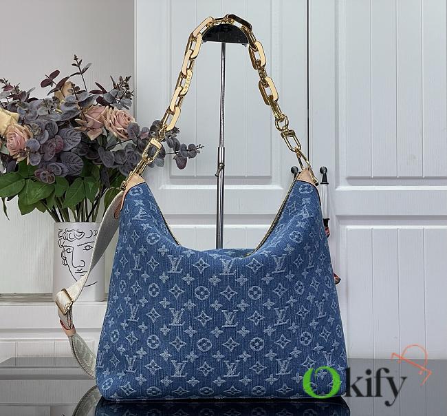 Okify Louis Vuitton Coussin Hobo MM Bag Denim Blue M28331 38x33x10cm - 1