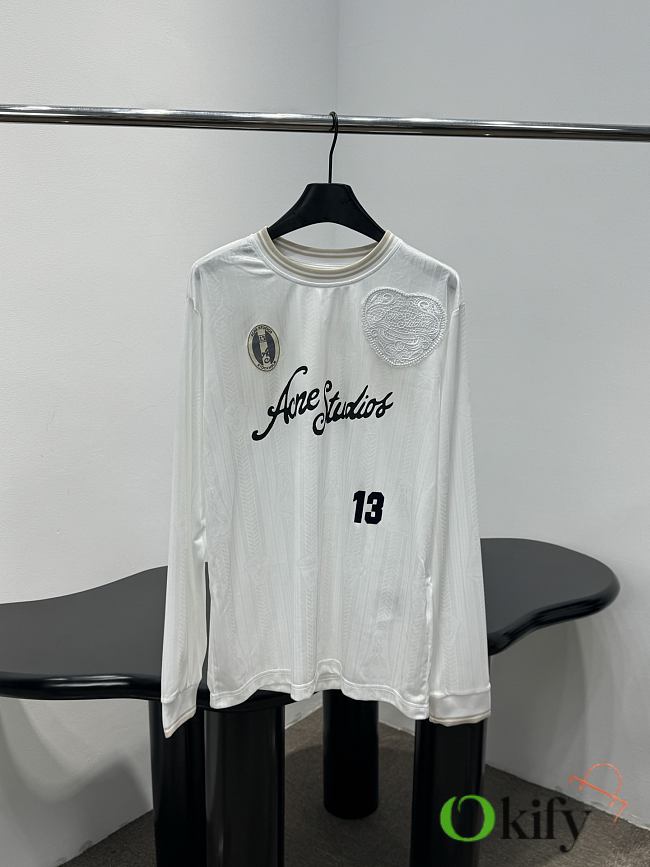 Okify Acne Studios White Long Sleeve T-shirt Unisex - 1