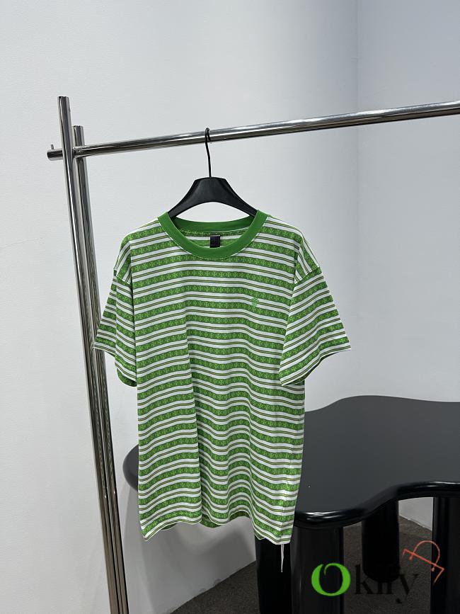 Okify Chrome Heart Striped Green T-shirt Unisex 29148 - 1