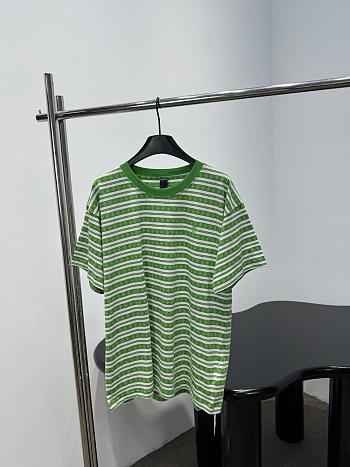 Okify Chrome Heart Striped Green T-shirt Unisex 29148