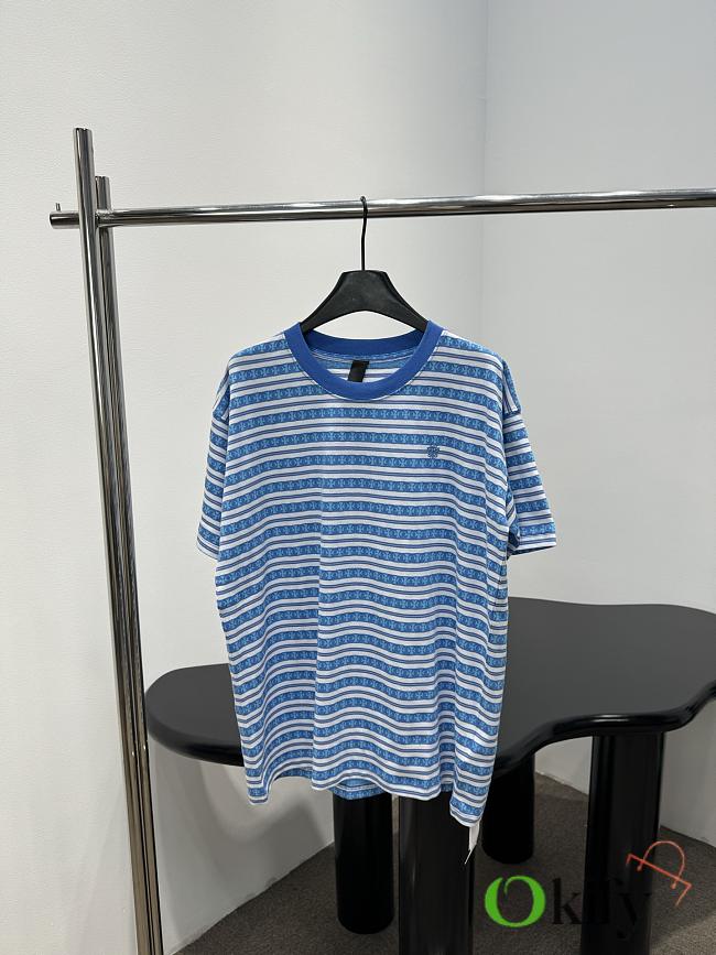 Okify Chrome Heart Striped Blue T-shirt Unisex 29149 - 1
