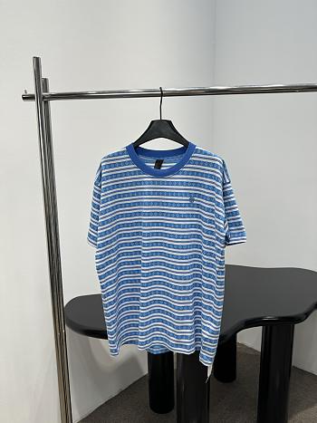 Okify Chrome Heart Striped Blue T-shirt Unisex 29149