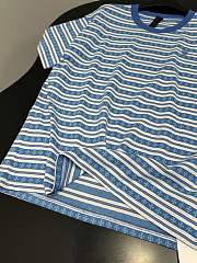 Okify Chrome Heart Striped Blue T-shirt Unisex 29149 - 3