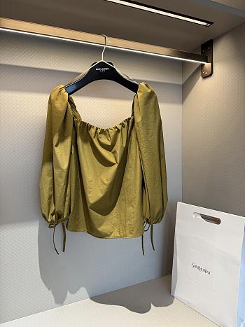 Okify YSL Green Olive Off-the-shoulder Women Top