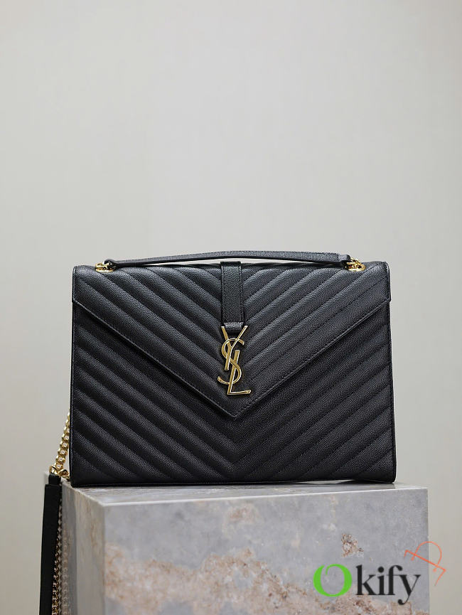 Okify YSL Quilted Monogram College Bag In Black 31x22x7.5cm - 1