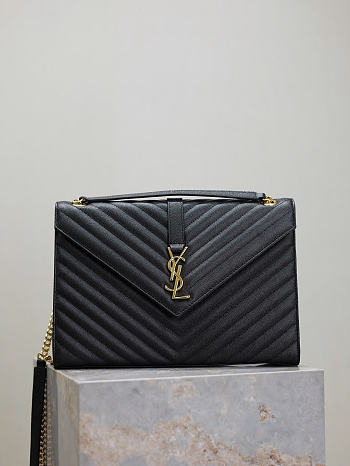 Okify YSL Quilted Monogram College Bag In Black 31x22x7.5cm