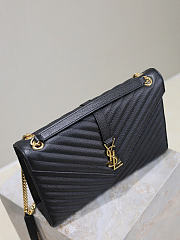 Okify YSL Quilted Monogram College Bag In Black 31x22x7.5cm - 4