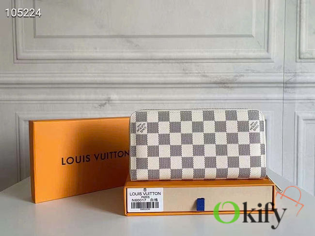 Okify Louis Vuitton Zippy Damier White Wallet M60017 19x10x1cm - 1