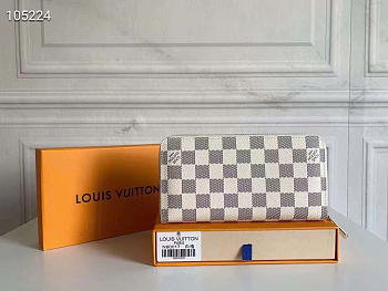 Okify Louis Vuitton Zippy Damier White Wallet M60017 19x10x1cm