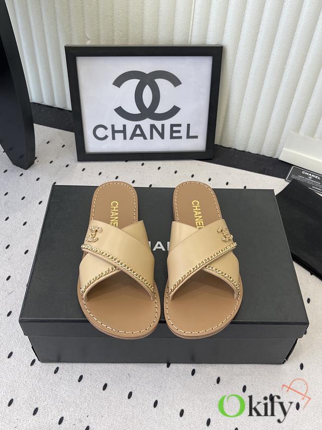 Okify CC Beige Women Slides 29152 - 1