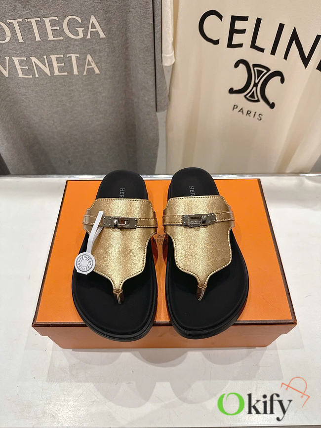 Okify Hermes Empire Gold Sandals Unisex - 1