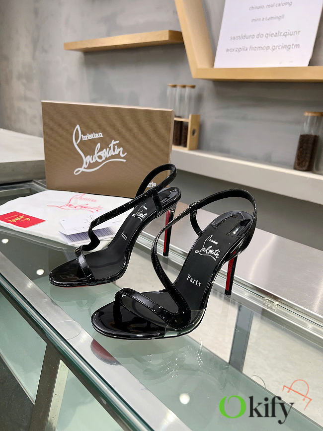 Okify Christian Louboutin Rosa Z Black Patent High Heels 10.5cm - 1