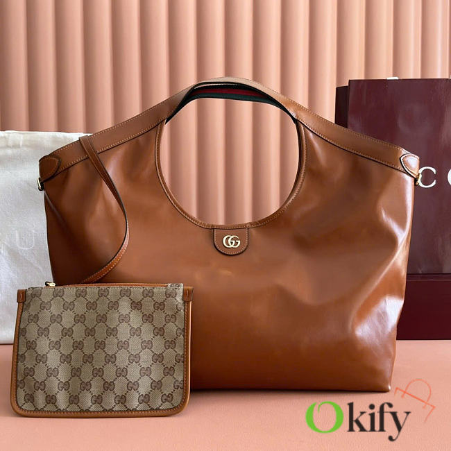 Okify Gucci Giglio Large Tote Bag Brown 60x47x16cm 853971 - 1