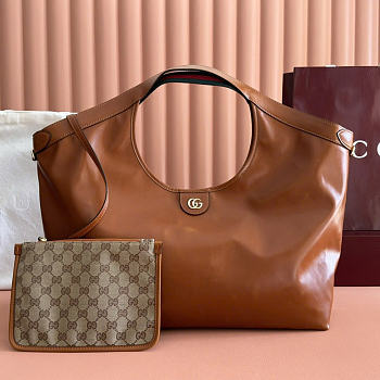 Okify Gucci Giglio Large Tote Bag Brown 60x47x16cm 853971