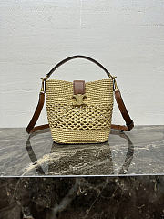 Okify Celine Louise Small Raffia Bucket Bag 19x16x12cm - 1