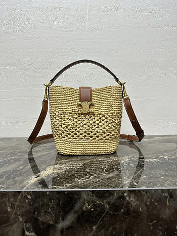 Okify Celine Louise Small Raffia Bucket Bag 19x16x12cm
