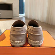Okify Hermes Light Brown Suede Espadrilles Shoes Unisex - 3