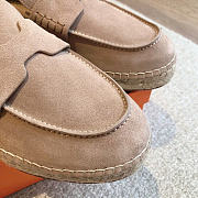 Okify Hermes Light Brown Suede Espadrilles Shoes Unisex - 6