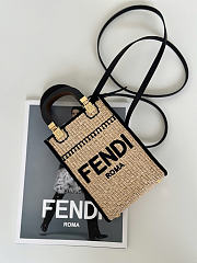 Okify Fendi Sunshine Mini Tote Bag Raffia Black 18x13x6cm - 5