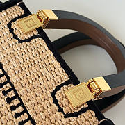 Okify Fendi Sunshine Mini Tote Bag Raffia Black 18x13x6cm - 4