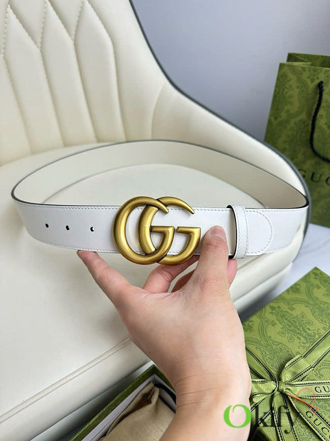 Okify Gucci GG White Belt 4cm - 1