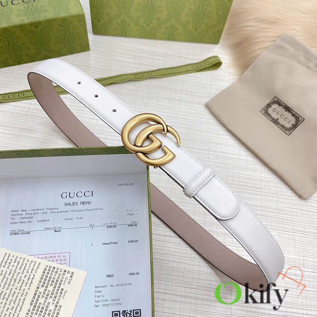Okify Gucci GG White Belt 3cm - 1