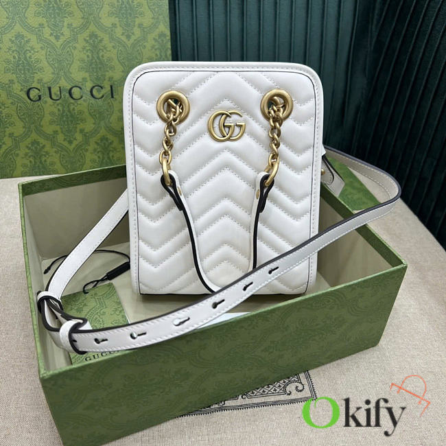 Okify Gucci Marmont Matelasse Mini Bag White 19x16x7cm 696123 - 1