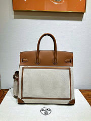 Okify Hermes Birkin Hac 40 Bag Brown Swift And Canvas  - 2