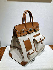 Okify Hermes Birkin Hac 40 Bag Brown Swift And Canvas  - 5