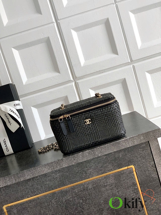 Okify CC 26 Vanity Bag Black Raffia 17x9.5x8cm - 1