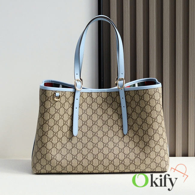 Okify Gucci Emblem Medium Tote Bag Blue 38x25x15cm - 1