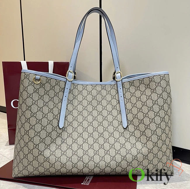 Okify Gucci Emblem Large Tote Bag Blue 45x30x16cm - 1