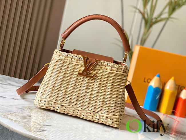 Okify Louis Vuitton Capucines BB Raffia Bag Brown 27x17.3x9cm - 1