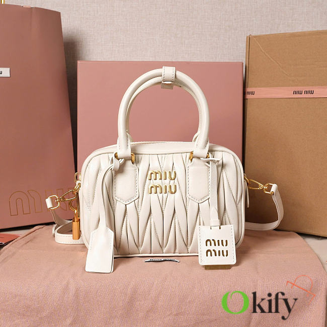 Okify MiuMiu Arcadie Matelasse Bag White 19x13x6cm 5BB123 - 1