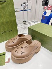 Okify Gucci Brown Slippers 5cm - 3