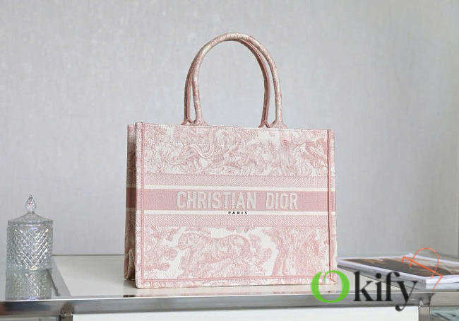 Okify Dior Book Tote Bag Light Pink 36.5x28x17.5cm - 1